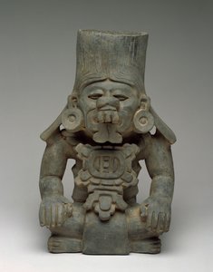 Urna pogrzebowa z siedzącym bogiem, 200 BC-AD 200 (ceramiczne)